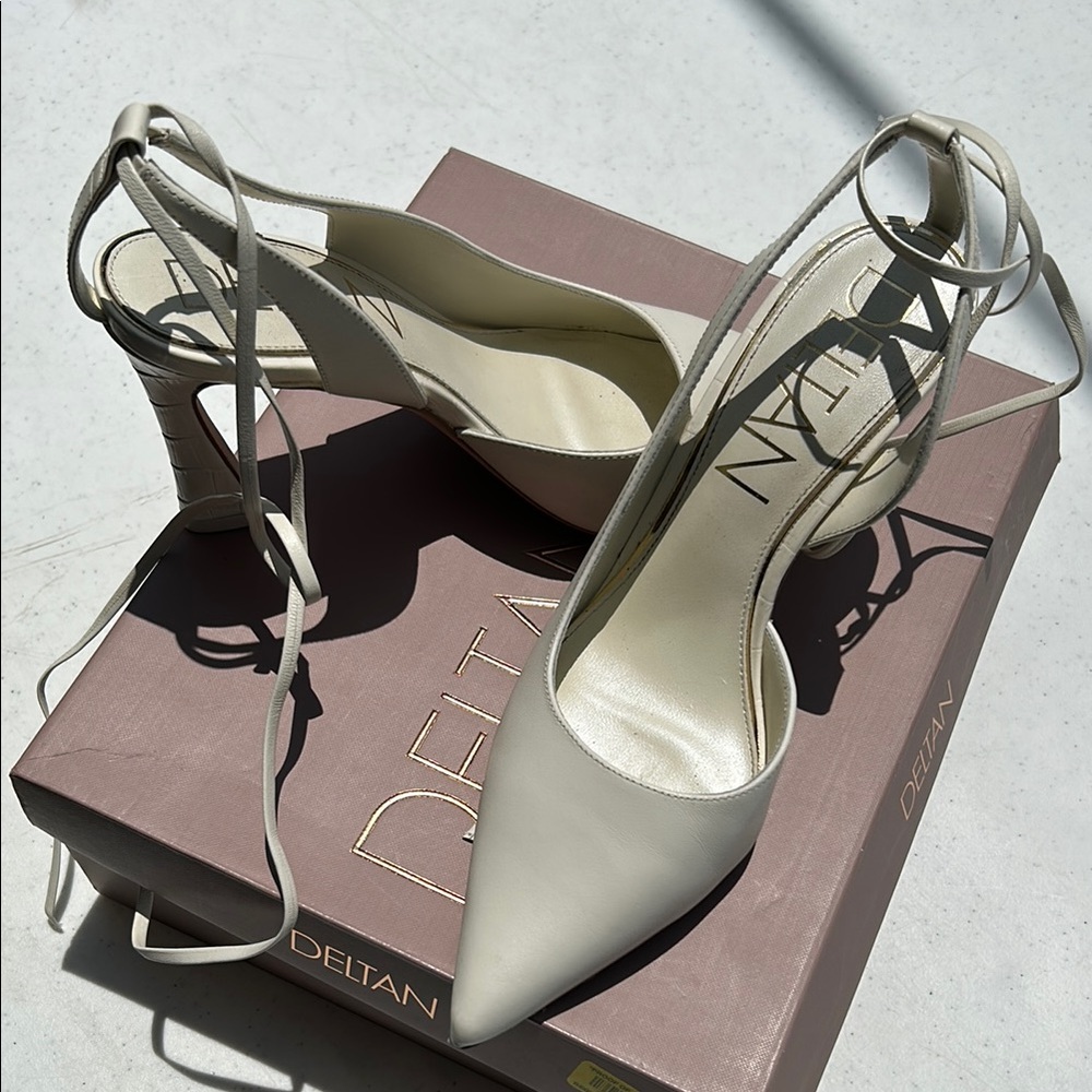 Delta Cream Slingback Heels with Stiletto